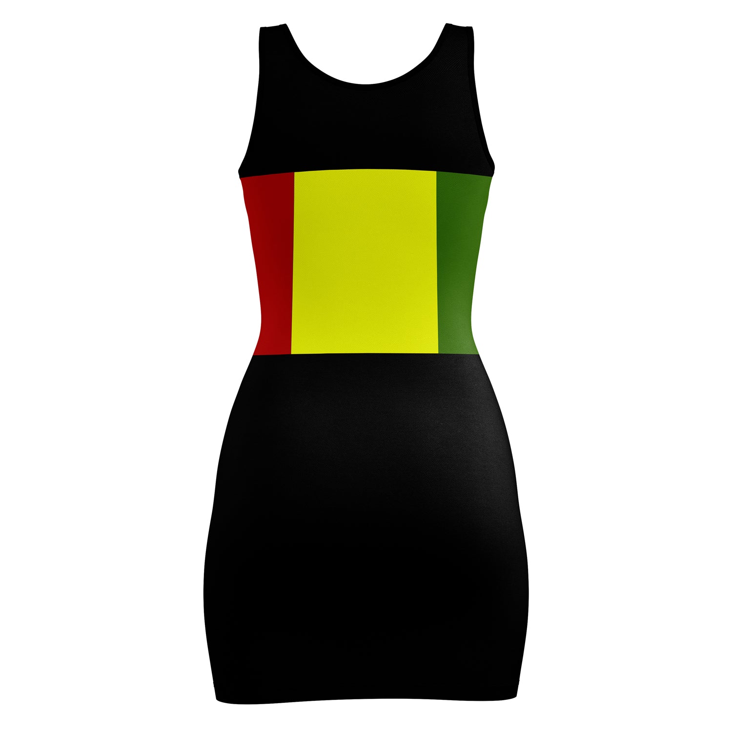 Women's Rasta Empress Smooth Textured Black Multicolor Mini Tank Dress