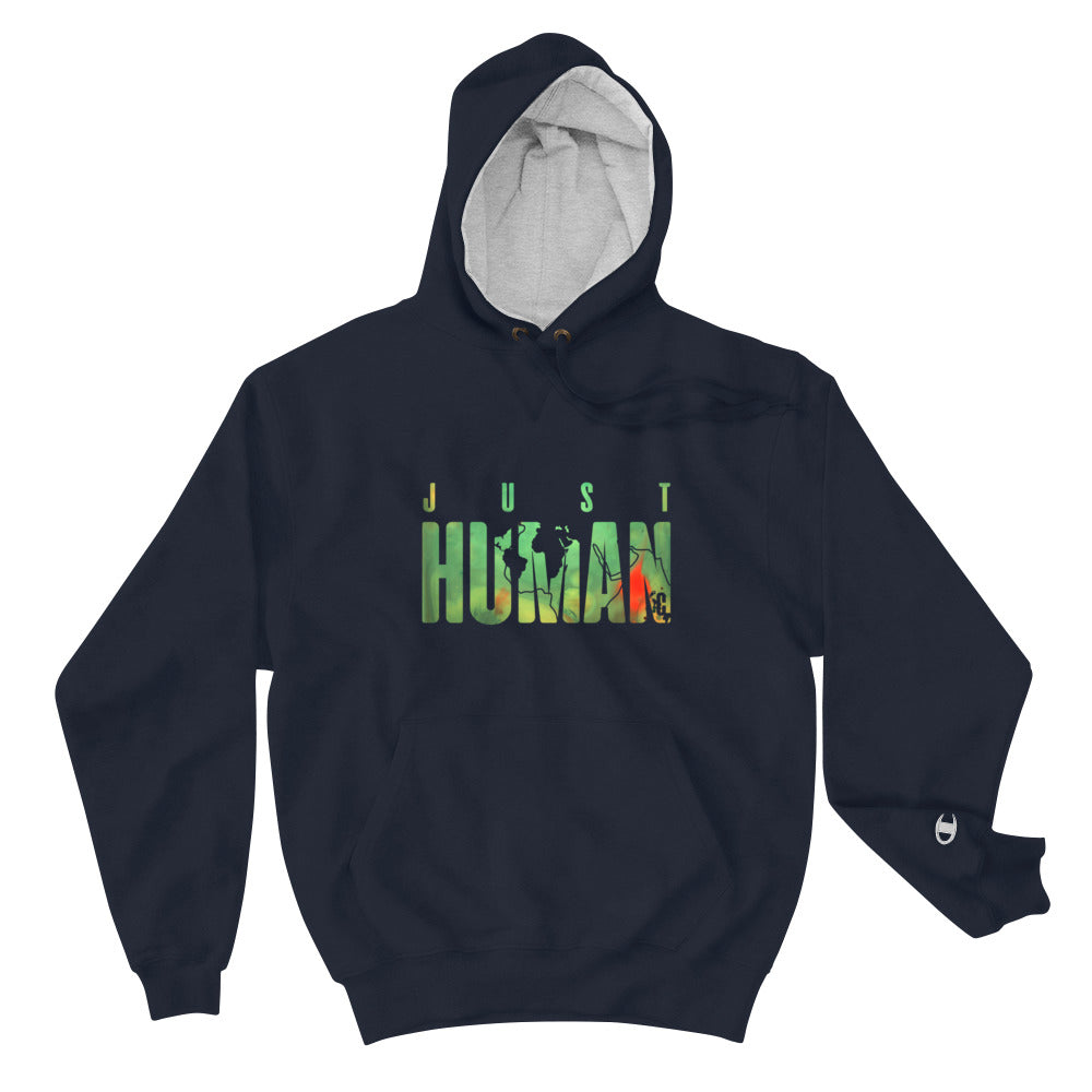Men's JUST HUMAN Green Fire Loose Fit Champion Hoodie