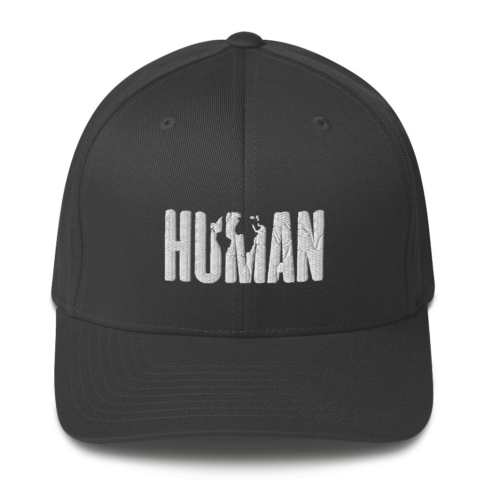 HUMAN Flexifit Structured Closed-Back Twill White Cap