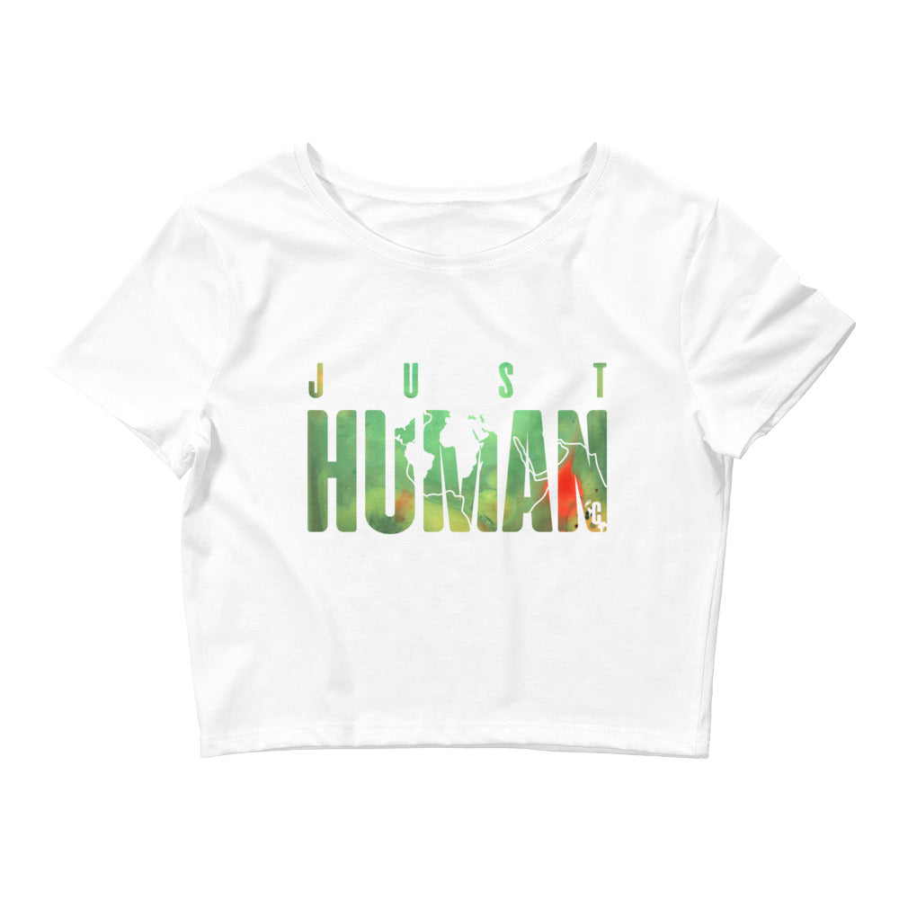 Women's JUST HUMAN Green Fire Slim Fitted Crop Top